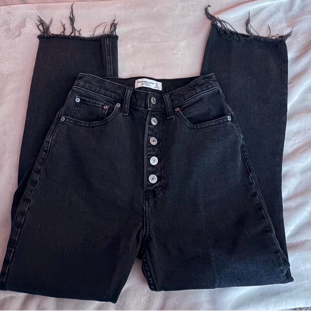 Abercrombie & Fitch Black High-Rise Button-Fly Jeans